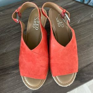 Franco Sarto Orange Suede Wedges size 7